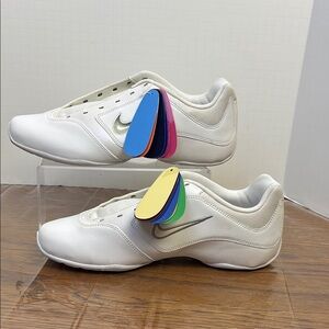 Nike White rebel sideline insert Sneakers with interchangeable colored Swoosh